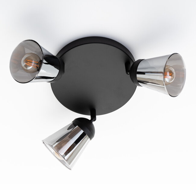 Modern matt black ceiling spotlight, 3-light - Toledo