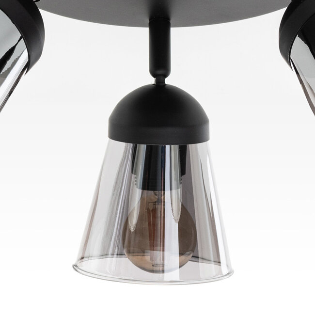 Modern matt black ceiling spotlight, 3-light - Toledo