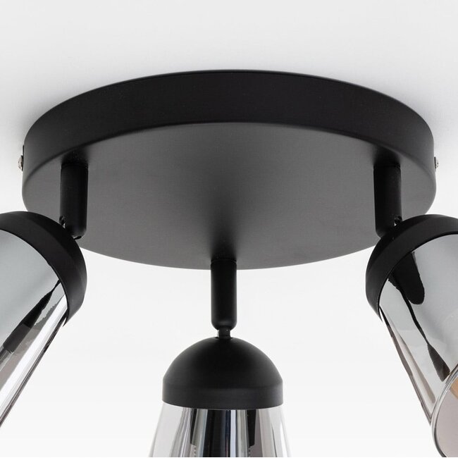 Modern matt black ceiling spotlight, 3-light - Toledo
