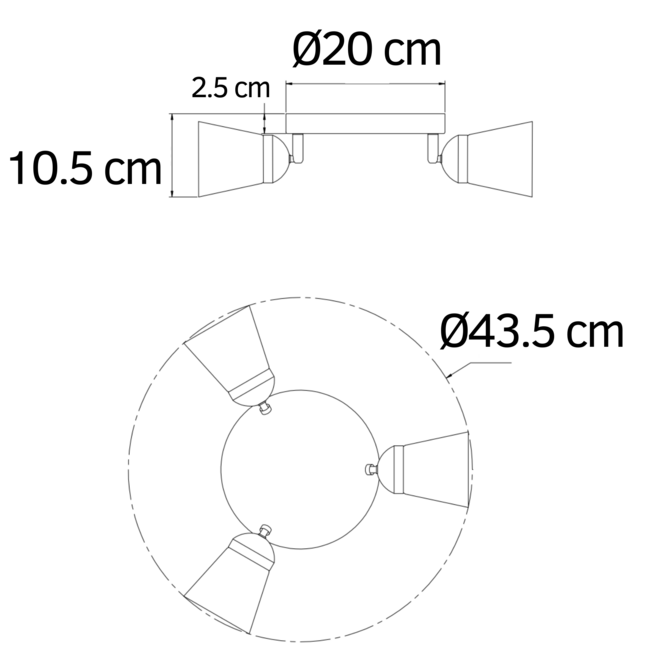 Modern matt black ceiling spotlight, 3-light - Toledo
