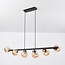 6-light designer pendant light Guadeloupe - black and amber glass