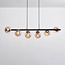 6-light designer pendant light Guadeloupe - black and amber glass