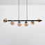 Designer pendant lamp with 6-light and Amber glass - Guadeloupe