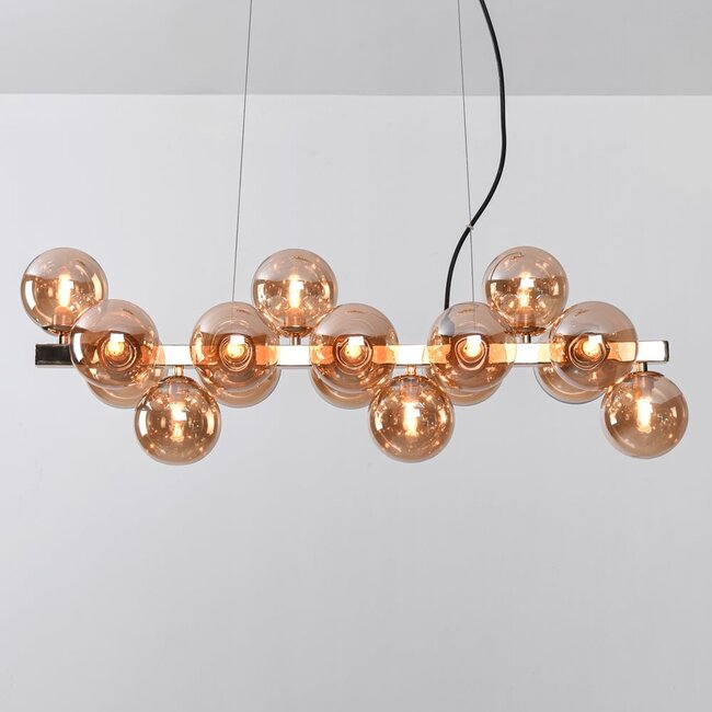 Luxury pendant lamp 16-light amber glass - Sunita