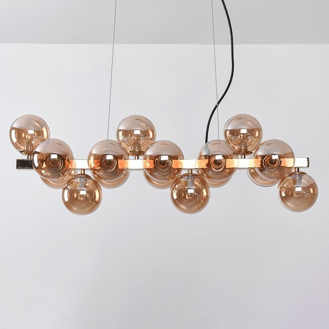 Luxury pendant lamp 16-light amber glass - Sunita