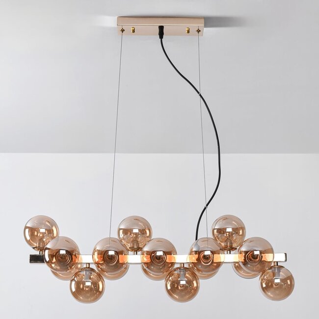 Luxury pendant lamp 16-light amber glass - Sunita