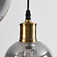 Black pendant lamp made of smooth smoked glass, 3-light - Verona