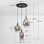 Black pendant lamp made of smooth smoked glass, 3-light - Verona