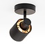 1-light modern ceiling spotlight Faya - black with fabric shade