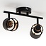 2-light modern ceiling light Franky - black with fabric shades