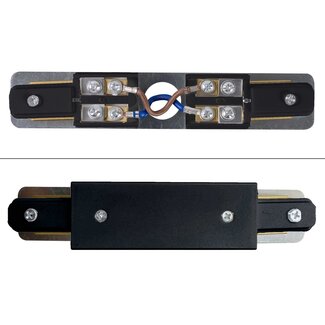 Double-sided centre feed connection block for 1-phase track, black