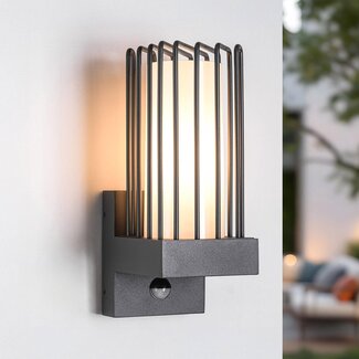 Industrial dark grey wall lamp with sensor - Tijn