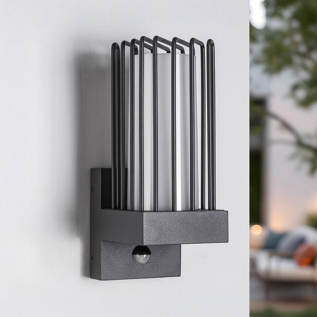 Industrial dark grey wall lamp with sensor - Tijn