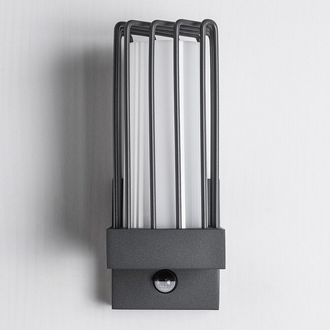 Industrial dark grey wall lamp with sensor - Tijn