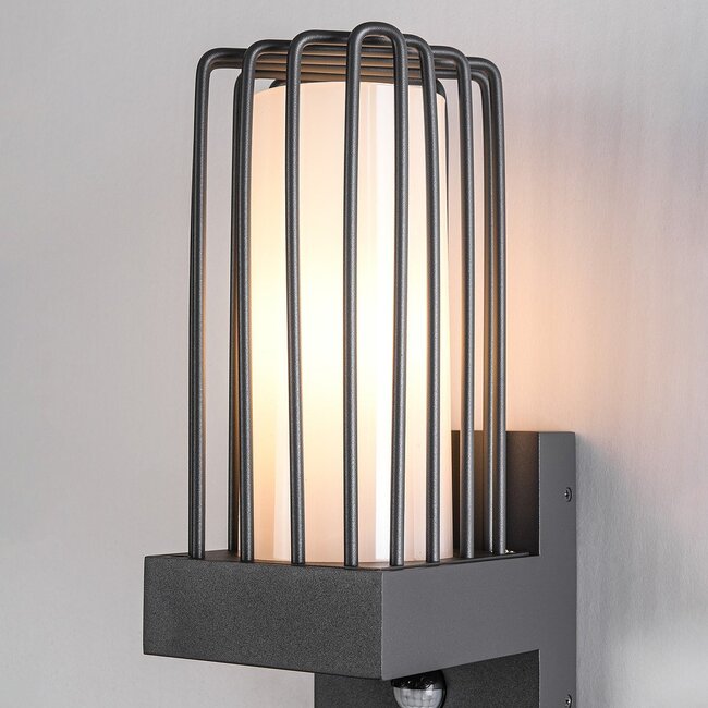 Industrial dark grey wall lamp with sensor - Tijn