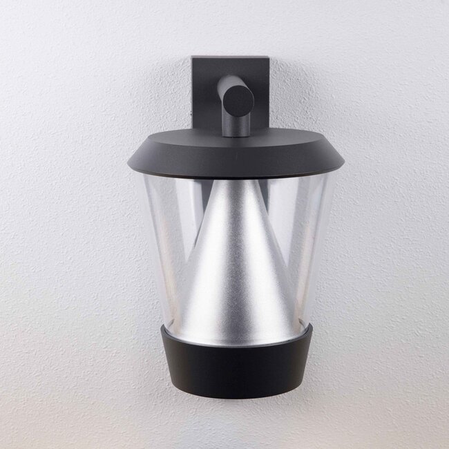 Modern dark grey 12W wall light with sensor for outdoor use - Tygo
