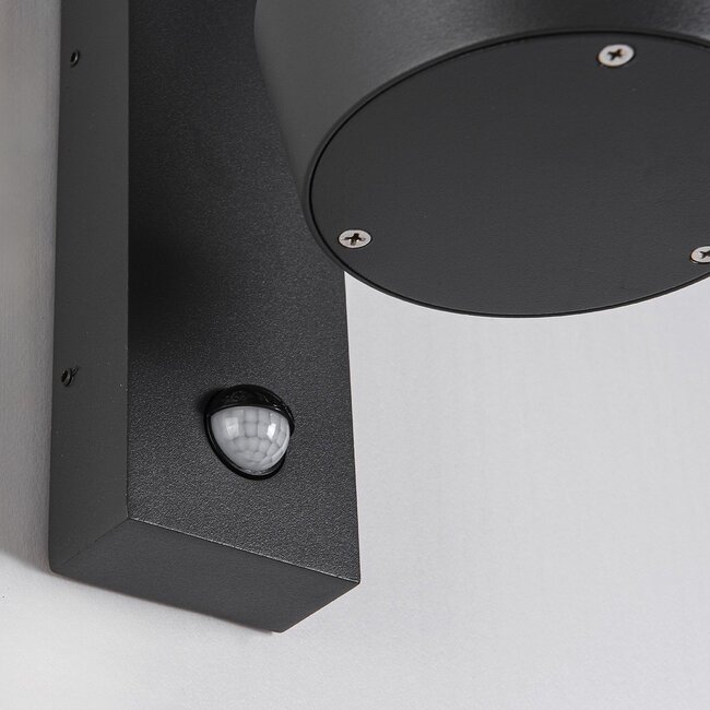 Dark grey designer lighting wall lamp made of glass, including sensor - Jonah