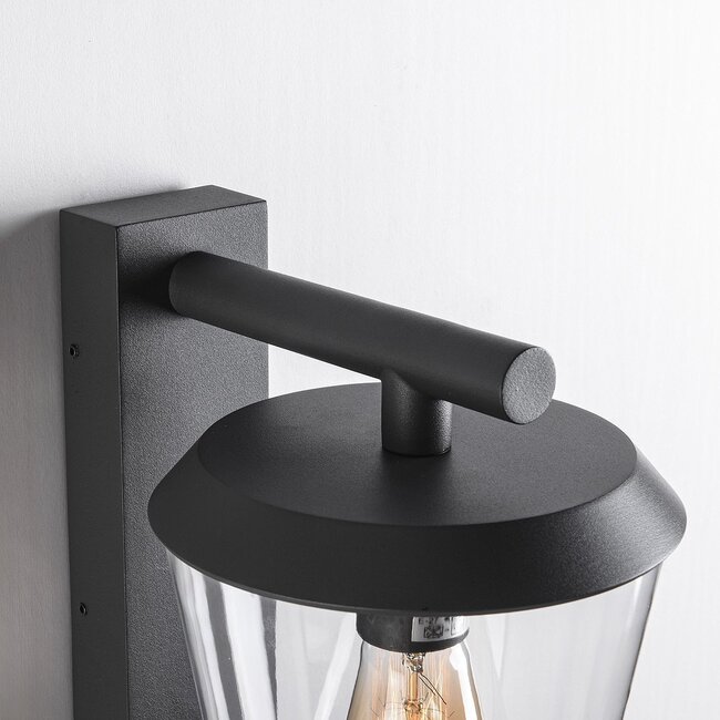 Dark grey designer lighting wall lamp made of glass, including sensor - Jonah