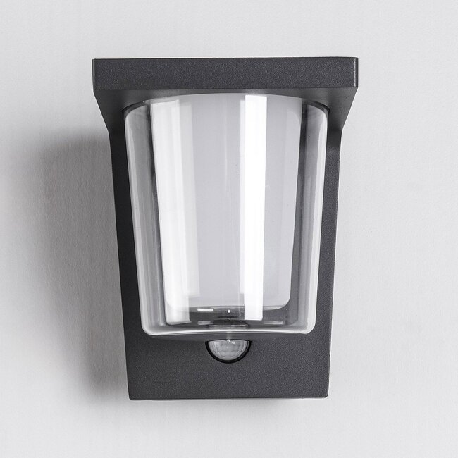 Dark grey outdoor wall light with sensor - Lio