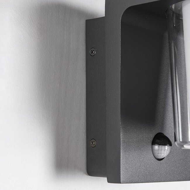 Dark grey outdoor wall light with sensor - Lio