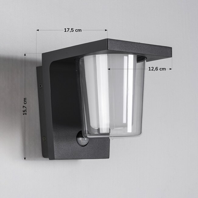 Dark grey outdoor wall light with sensor - Lio