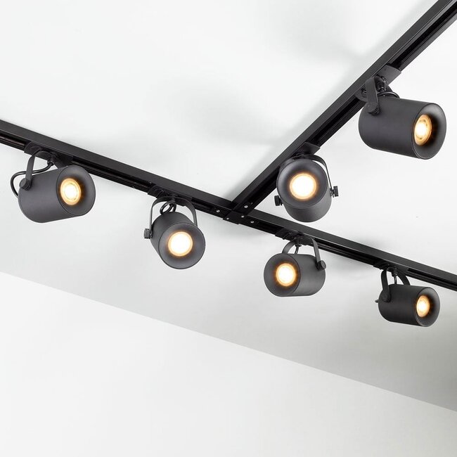Modern 3-metre single-phase track lighting system with Julien spotlights - ceiling lights