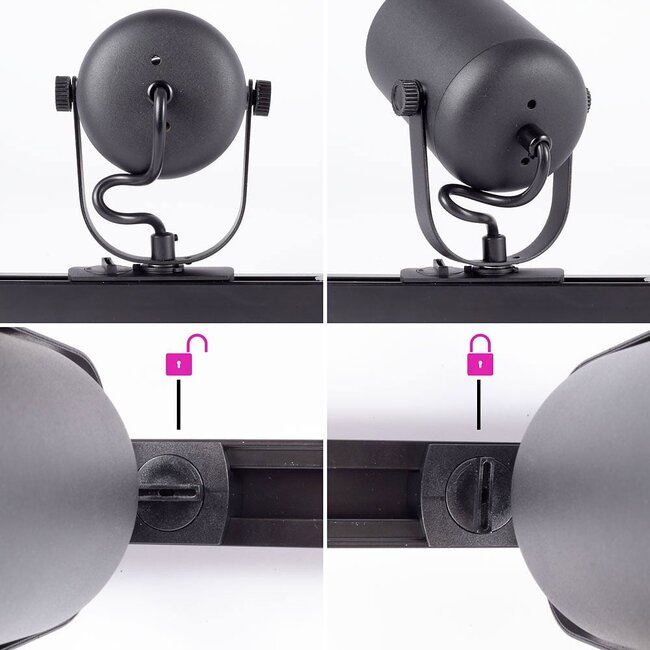 Modern 1.5 metre single-phase track lighting system with Julien spotlights - ceiling lights