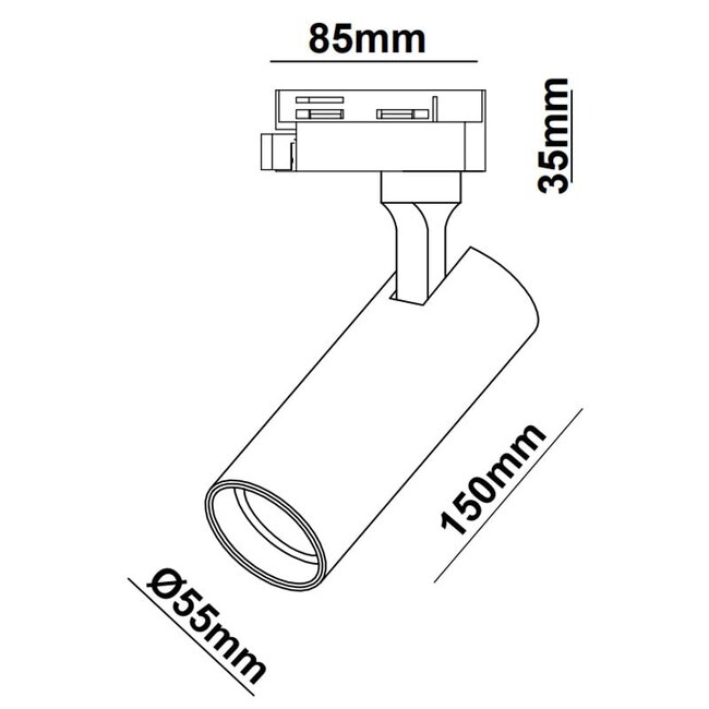 Modern 3-metre single-phase track lighting system with Juliette spotlights - ceiling lights