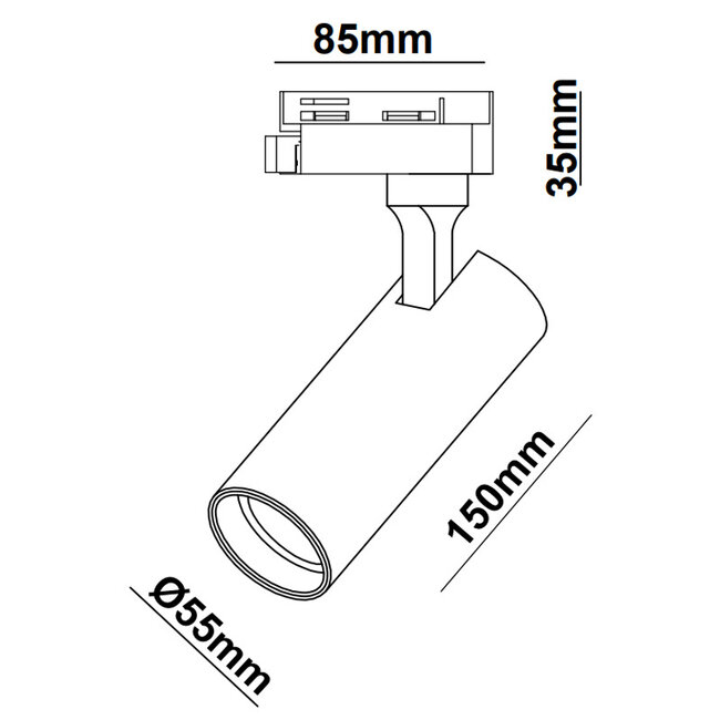 Modern 1.5 metre single-phase track lighting system with Juliette spotlights - ceiling lights