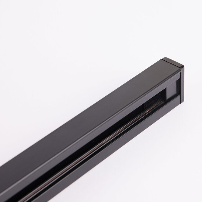 Connectable 75 cm single-phase rail with connection block and end cap - Black