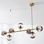 Designer pendant light Hepta with 7 smoked glass globes