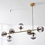 Designer pendant light Hepta with 7 smoked glass globes