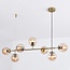 Designer pendant light Hepta with amber glass spheres