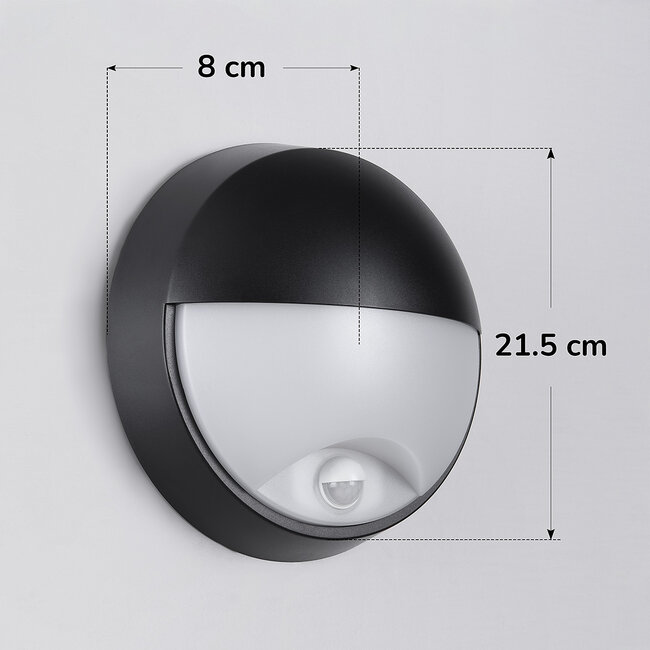 Contemporary round wall lamp with sensor