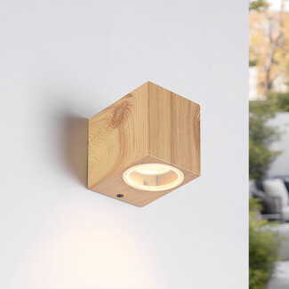 Elegant outdoor wall light in wood effect - Giulia