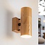 Contemporary elongated 2-light wall light Giorgia in wood effect