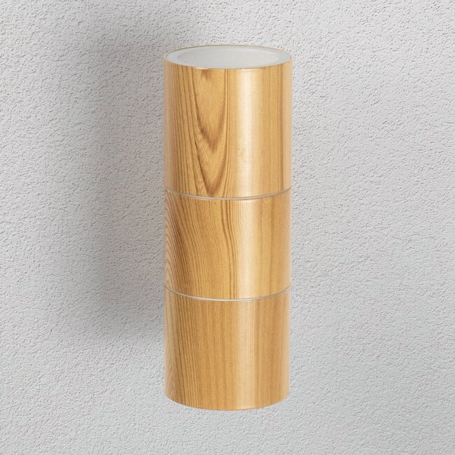 Contemporary elongated 2-light wall lamp in wood effect - Giorgia