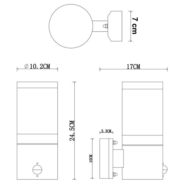 Toulon outdoor wall light with sensor