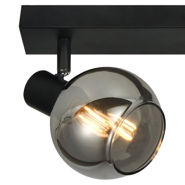 ceiling light Detroit - smoked glass and black steel