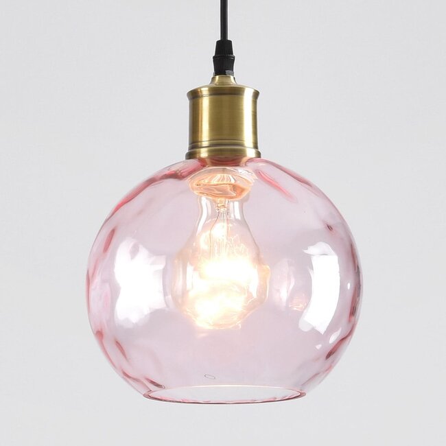 3-light pendant light Verona with curved glass - amber, light pink and light grey