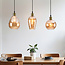 Amber glass pendant lamp with bulge detail - Vanessa