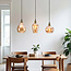 Amber glass pendant lamp with bulge detail - Vanessa