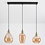 3-light pendant light Vanessa in amber curved glass