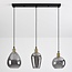 3-light pendant light Vanessa - curved smoked grey glass