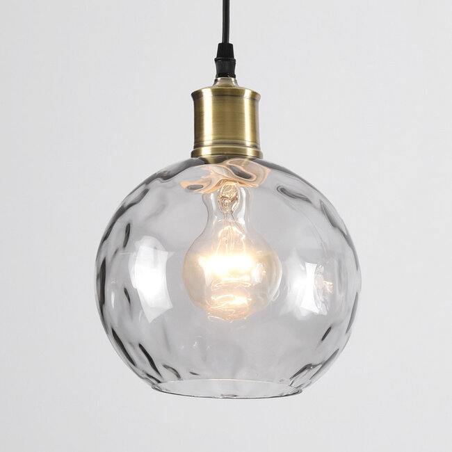 3-light pendant light Lotte with three coloured glass globes