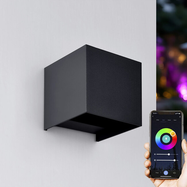 Smart outdoor wall lamp Daniel with RGB - Black