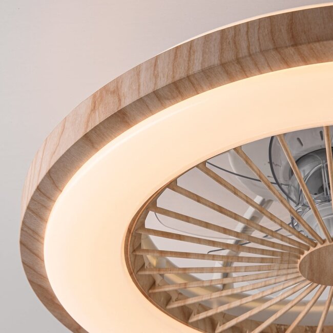 Ceiling fan with adjustable colour temperature and wood effect Star effect - Starry