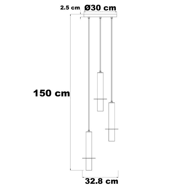 Toine 3-light pendant lamp