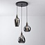 3-light pendant light Verona in smoked glass with mirror effect