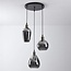 3-light pendant light Verona in smoked glass with mirror effect